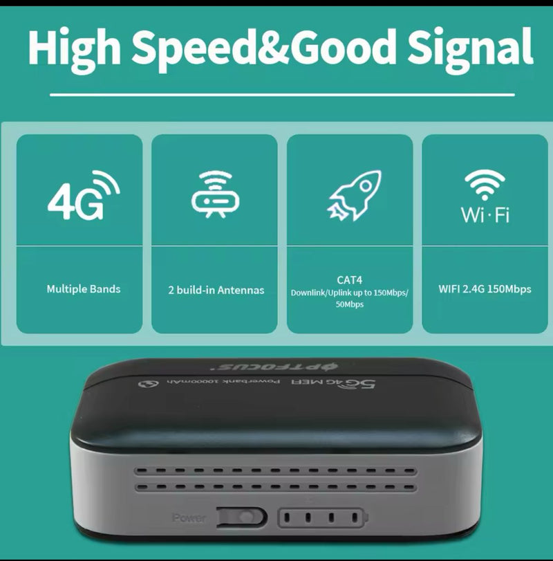 Roteador portátil 5G/4G bateria 24 horas.
