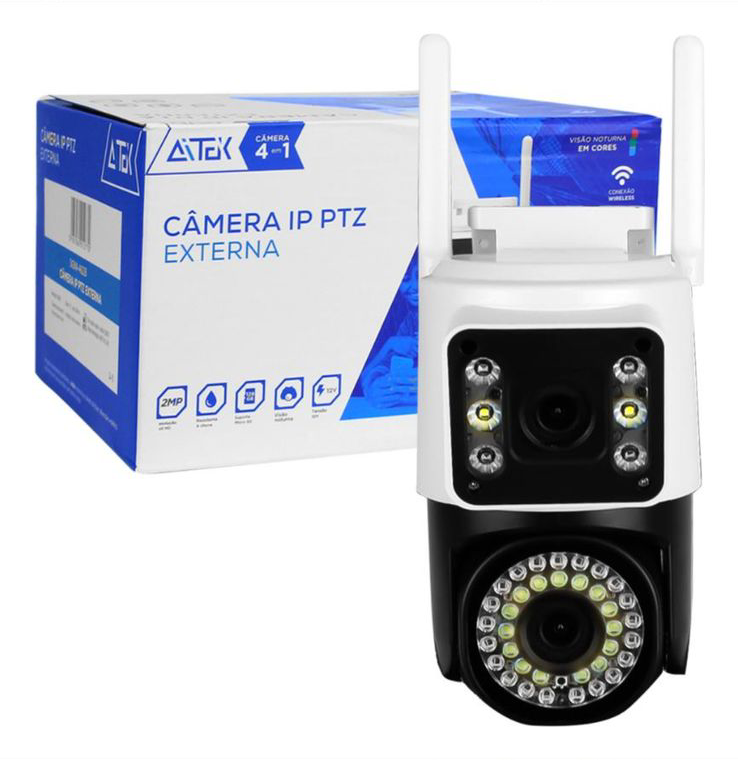 Câmera externa duas lente Aitek com alarme ( lente 2.8mm)