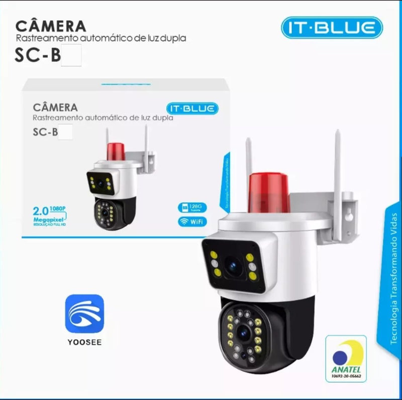 Câmera externa duas lentes, wifi, giroflex e com alarme.