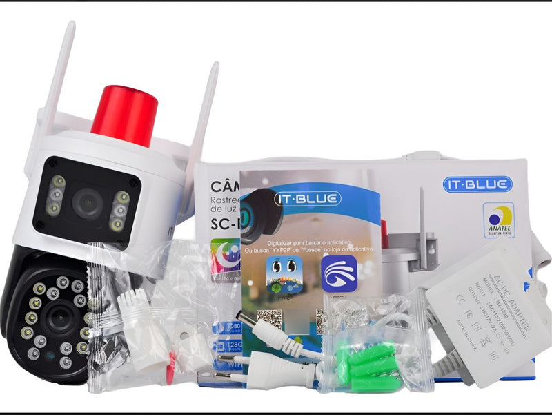 Câmera externa duas lentes, wifi, giroflex e com alarme.