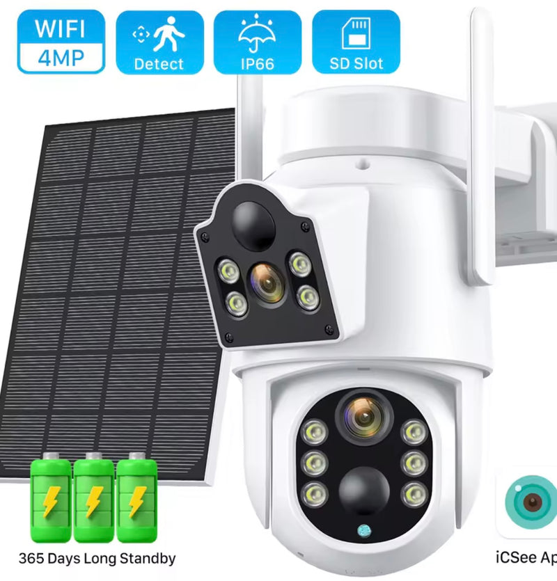 Camera Externa Dupla Wifi com Painel Solar.