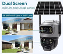 Câmera externa 4G com painel solar e lente dupla.